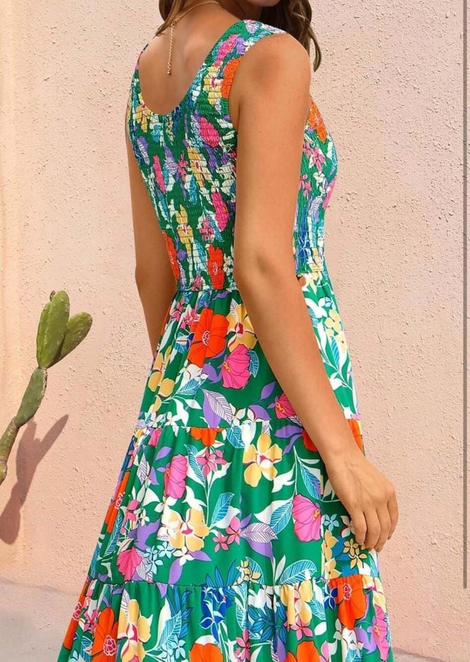 Floral Print Smocked Tiered Maxi 2026 Dress Sz Small - Picture 3 of 6